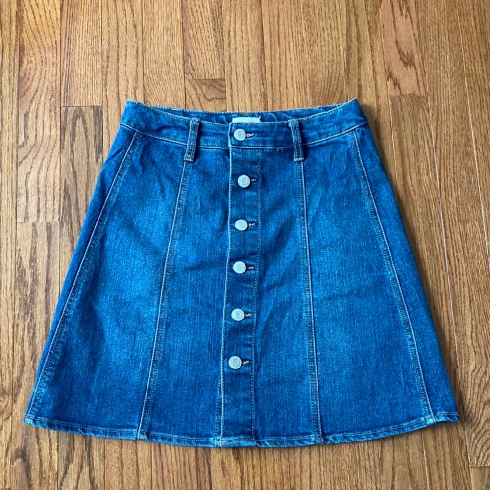 button up denim skirt